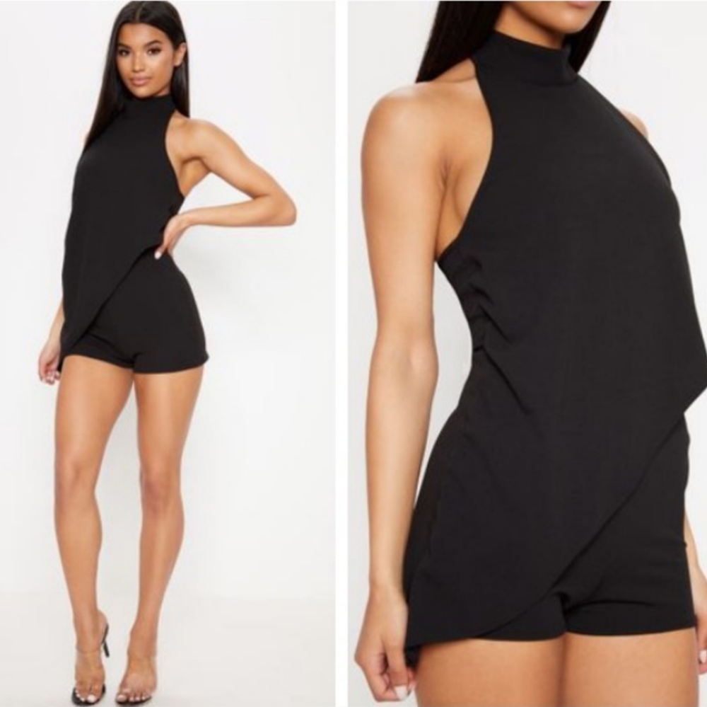Pretty little things Black Crepe Drape Romper